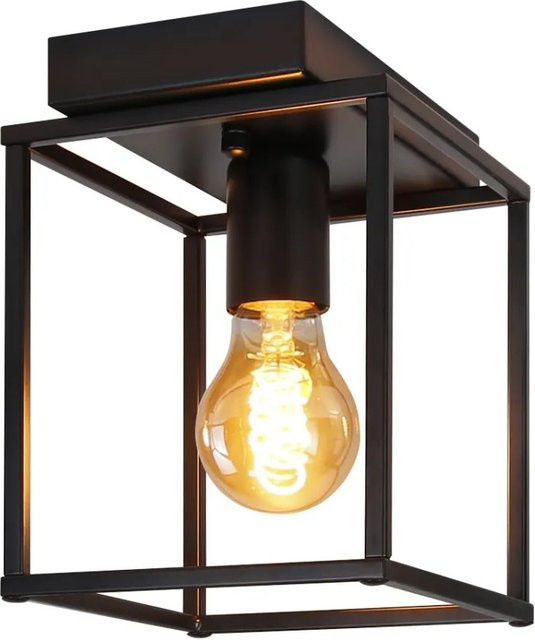 NETTLIFE Deckenleuchte aus Metall in Schwarz mit Glas und E27 Fassung - Bild 1