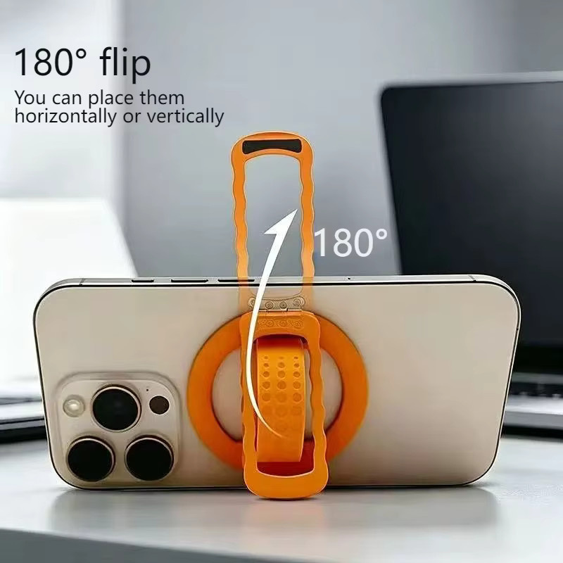 ZHANGKEJIA Magnetischer 360 Grad Metall-Silikon-Ring als universeller Telefonhalter für MagSafe, multifunktionaler Desktop-Ständer für iPhone, Samsung und Xiaomi in Gold - Bild 1