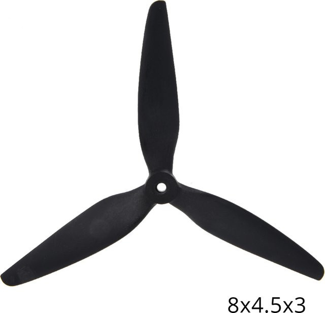 HQProp 8X4X3 8045 8-Zoll-Vorwärts- und Rückwärtspropeller, 3 Blätter, schwarz - Bild 1