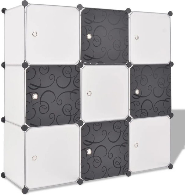 vidaXL Würfelregal Regalsystem mit 9 Fächern in Schwarz und Weiß, B/T/H: 110 x 37 x 110 cm - Bild 1