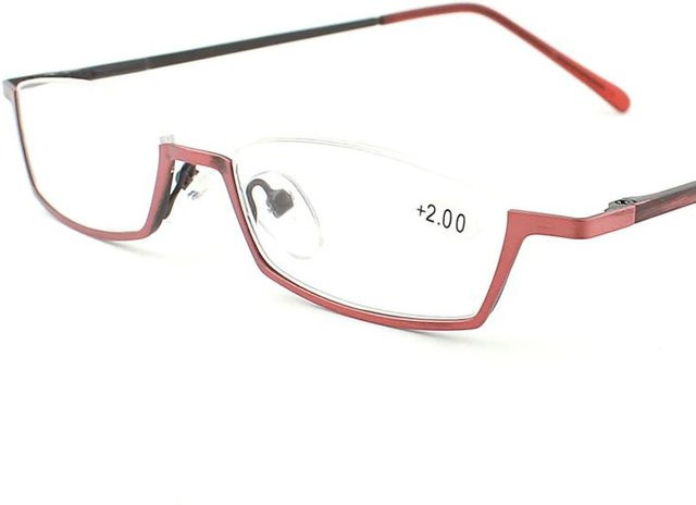 Oculos Lesebrille Halbrand, rechteckig, Metall, Damen, weiß, rot - Bild 1