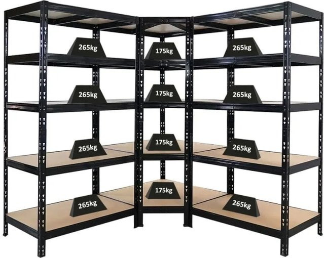 PROREGAL Schwerlastregal Set Tiger Black in Schwarz bestehend aus 1x Eckregal und 2x Schwerlastregal H x B x T: 180 x 90 x 60 cm - Bild 1