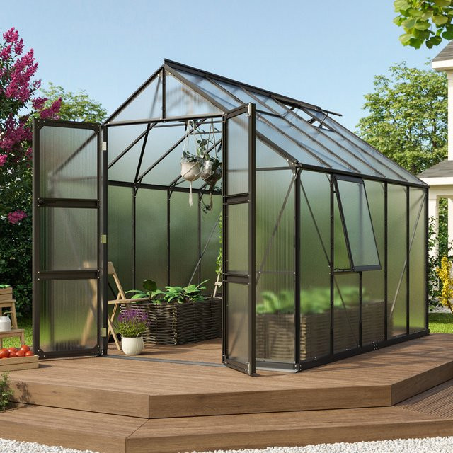Vitavia Gewächshaus Olymp 8300 mit 6 mm Polycarbonat in Schwarz, B: 257 cm, T: 325 cm - Bild 1