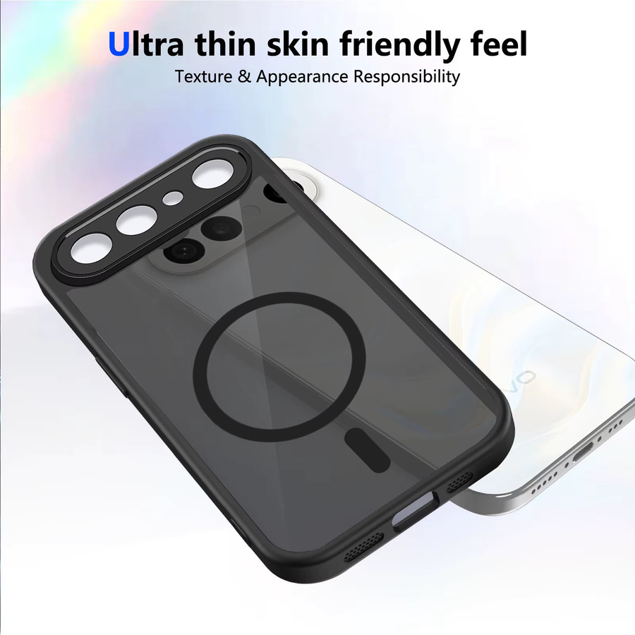 Vivo X300 FE X200 FE Super Frosted Shield Pro Magnetische Kunststoff-Hartschalen-Schutzhülle mit Airbag-Technologie in Schwarz - Bild 2