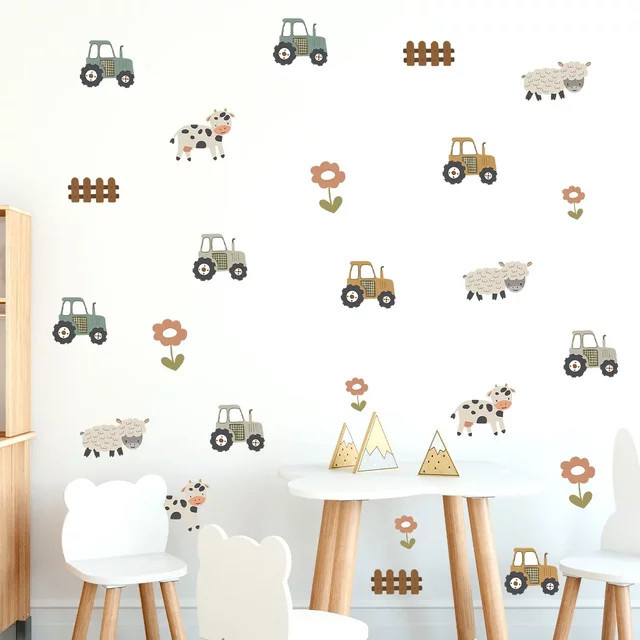 BRUP Wandaufkleber Cartoon Bau LKW Motiv für Kinderzimmer und Wohnzimmer, Mehrfarbig - Bild 1