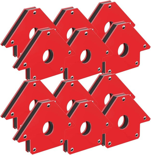 Wiltec Schweißmagnet Set 12 Stück in Rot mit 11kg, 20kg und 32kg Tragkraft - Bild 1