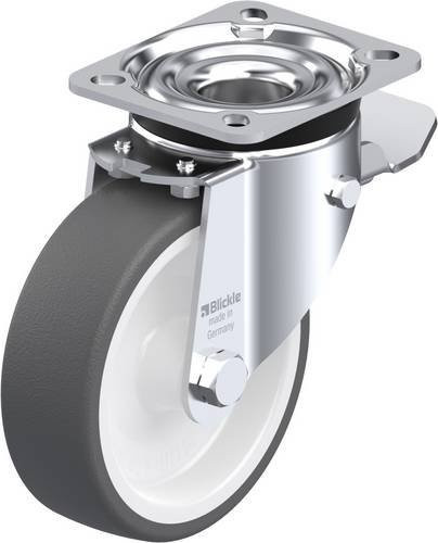 Blickle Lenkrolle LK-POTH 125G-1-ST mit Feststeller in Grau und Weiß, Rad-Durchmesser: 125 mm, Tragfähigkeit: 350 kg - Bild 1