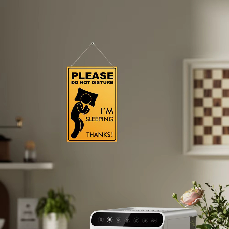 CIFBUY Wandkunst Do Not Disturb I Am Sleeping aus Metall in Gelb, B: 20,3 cm, H: 15,2 cm - Bild 4
