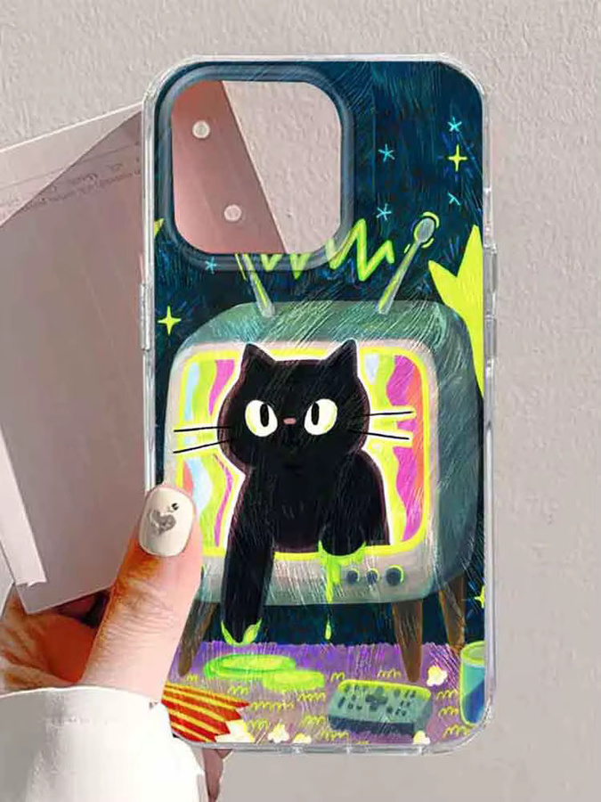 Handyhülle mit Cartoon Katze und Blumen für Xiaomi 13T 14T Pro 11 Lite Poco X5 X6 X7 M6 C65 C61 M5S in Schwarz - Bild 4