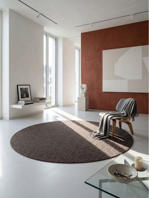 Kadima Design Kurzflorteppich AMMER, rund, einfarbig, Braun, Durchmesser: 200 cm - Bild 1