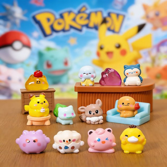 Bandai Pokémon Anime-Figuren, 12-teiliges Set, leuchtend, bunt/mehrfarbig - Bild 1