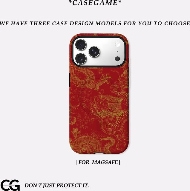 Magnetische iPhone Hülle mit Golden Dragons Design in Rot und Gold für iPhone 17 16 15 14 Pro Max Plus - Bild 1