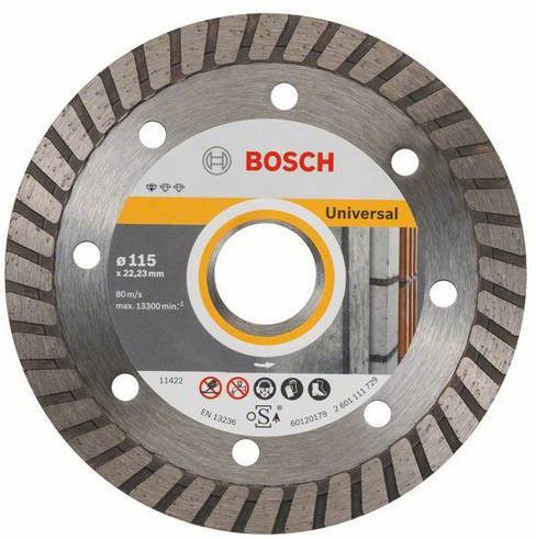 Bosch Diamanttrennscheibe Universal Turbo für Beton in Silber, Durchmesser: 115 mm, Bohrung: 22,23 mm - Bild 1
