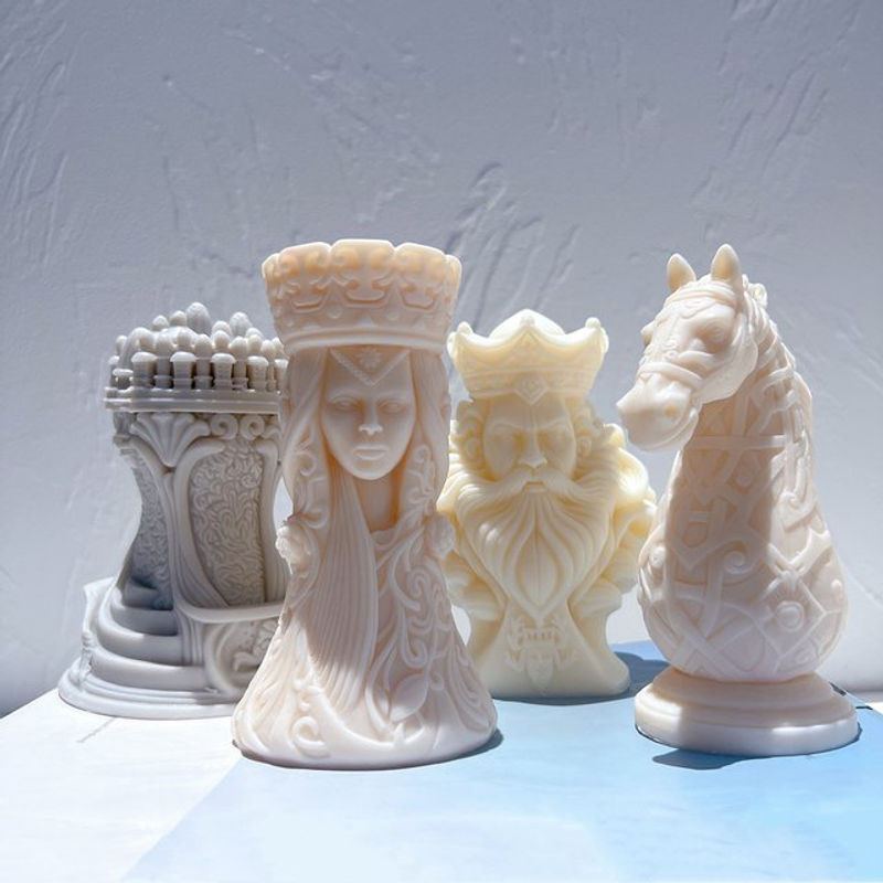 SANZON Silikonform für Schachfiguren aus Sojawachs oder Kunstharz, Weiß, Dekorationsform für König, Königin, Ritter, Turm - Bild 1