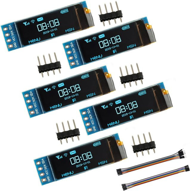 AOKIN 5er-Pack OLED IIC Display-Modul 0,91 Zoll 128x32 Pixel Mini Selbstleuchtendes Display-Board in Weiß für Arduino und Raspberry Pi - Bild 1