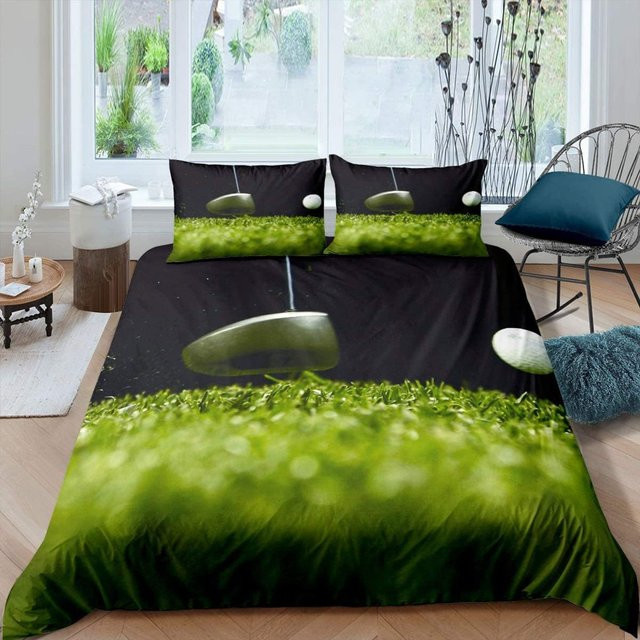 Jinmeige Golf Bettwäsche-Set aus Mikrofaser mit Golfschläger-Motiv, Multicolor, B/H: 135 x 200 cm - Bild 1