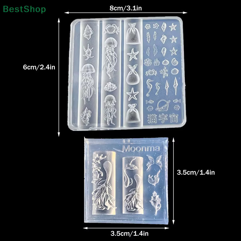 3D-Silikon-Nagelkunstformen, transparente Maniküre-Vorlage, Ozean-Themen - Bild 3