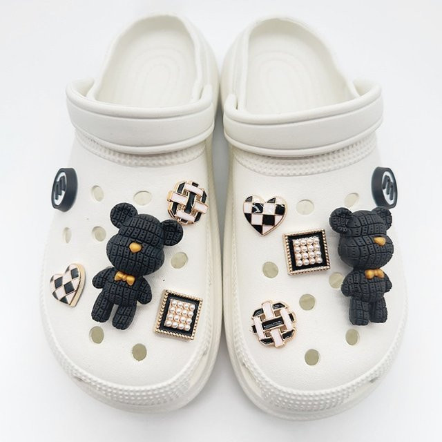 FHLDING Schuh Charms Set, Schwarz, Cartoon Bär, Unisex - Bild 1