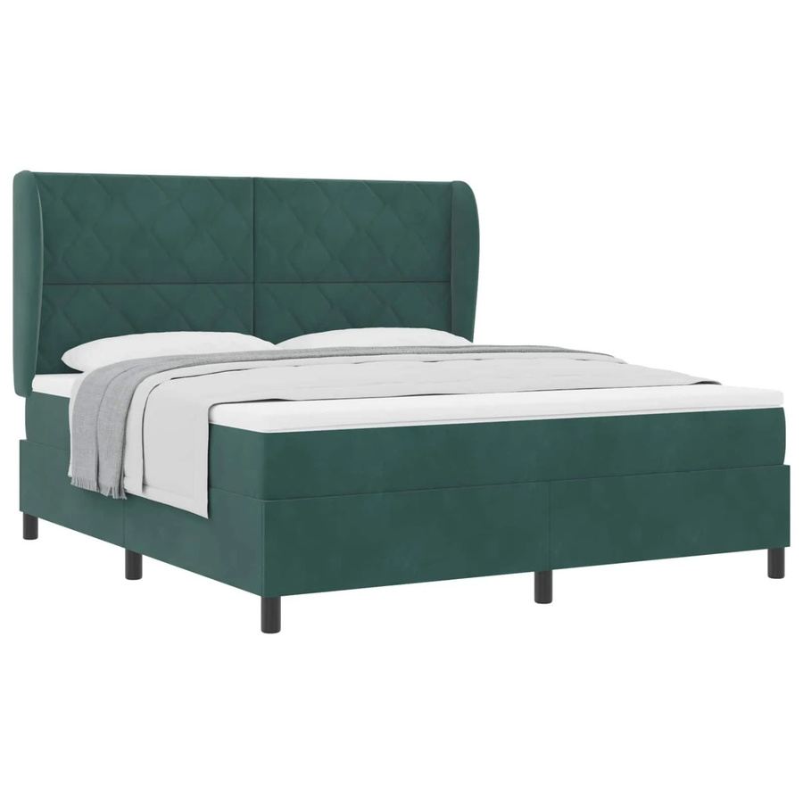 vidaXL Boxspringbett mit Matratze in Dunkelgrün, B/T/H: 180 x 200 x 280 cm, mit Taschenfederkern und Samtbezug - Bild 2