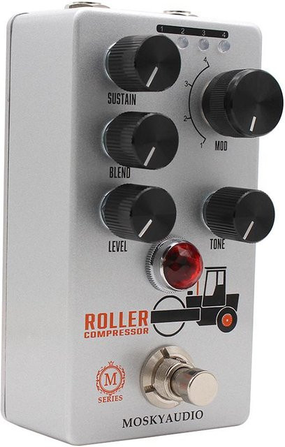 MOSKYAUDIO Gitarren-Kompressorpedal Effektpedal für E-Gitarre mit Sustain, Blend, Level und Klangregelung in Silber - Bild 1