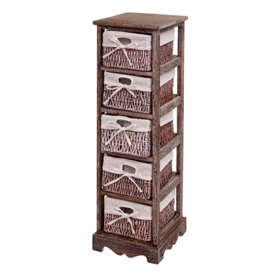 MCW Regal Kommode mit 5 Korbschubladen im Shabby-Look, Braun, B/T/H: 90 x 25 x 28 cm - Bild 3