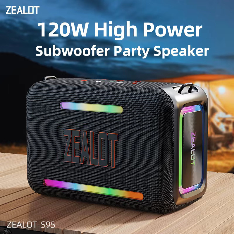 Zealot S95 Tragbarer Bluetooth-Lautsprecher mit 120W Hochleistung, Wasserdicht, RGB-Farblicht und 360° Stereo Surround in Schwarz - Bild 2
