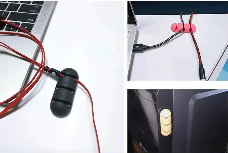 QUERPXAF Silikon USB Kabel Organizer und Kabelhalter für Maus, Tastatur und Kopfhörer in Schwarz oder Grau - Bild 5
