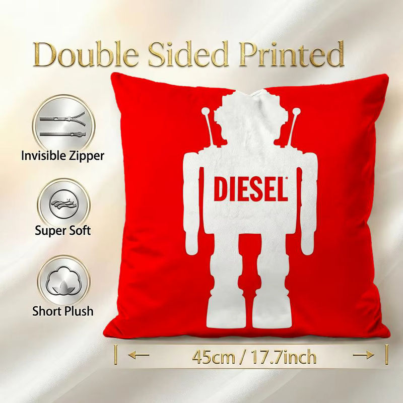 Diesel Kissenbezug 4er-Set mit Grafik-Design in Weiß und Rot, quadratisch - Bild 5
