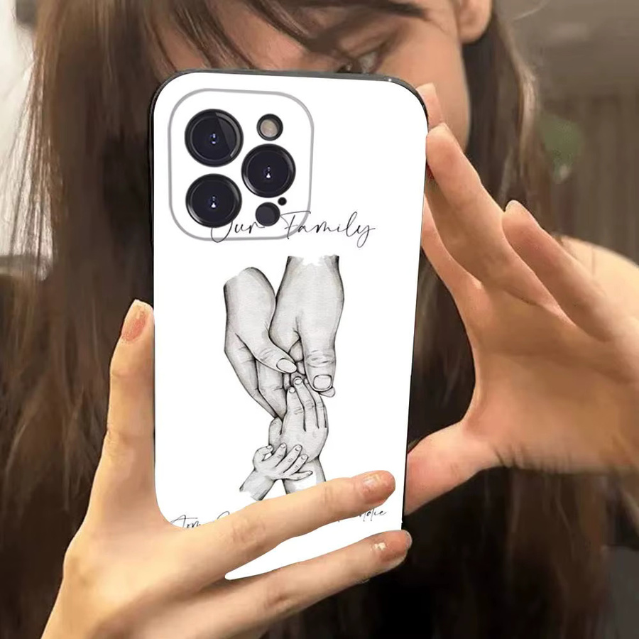 Handyhülle mit Familienmotiv für iPhone 11 bis iPhone 17 Pro Max, weißes TPU Soft Case - Bild 2