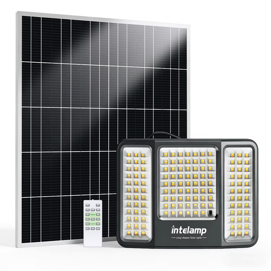 intelamp Solar-Flutlicht für den Außenbereich mit 2000LM, 20000 mAh Akku, 3-Farben-Licht und Fernbedienung, wasserdicht, Schwarz - Bild 7