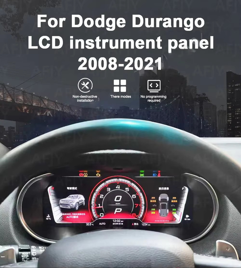 YANFU Digitales Auto-Instrumentencluster mit Carplay für Dodge Durango 2008 bis 2021, Virtuelles Cockpit Dashboard Panel, Schwarz - Bild 3