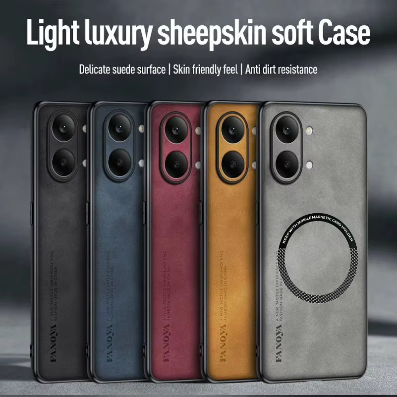 Luxuriöse Retro-Schafsleder-Schutzhülle für Xiaomi POCO X8 Pro Max X7 F8 Ultra F7 M8 Pro M7 mit Magnetfunktion in Gelb - Bild 5
