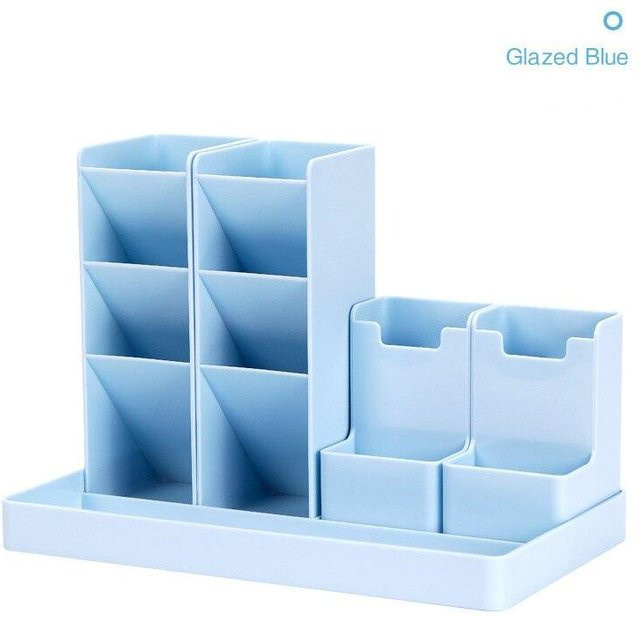 E-homekit Schreibtisch-Stifthalter Desktop-Organizer aus Kunststoff in Blau, Grün, Weiß und Pink, Höhe: 17,5 cm, Breite: 14,6 cm, Tiefe: 14,6 cm - Bild 1