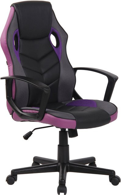 TPFLiving Gaming Bürostuhl Glan in Schwarz/Lila aus Kunstleder mit Armlehnen und Rollen - Bild 1