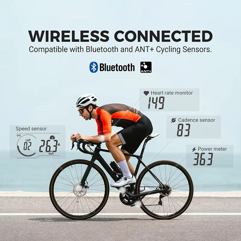 Coospo CS300 Kabelloser GPS Fahrradcomputer mit Bluetooth, 2,6 Zoll Display, Schwarz, App-Synchronisation für Strava und TrainingPeaks - Bild 3