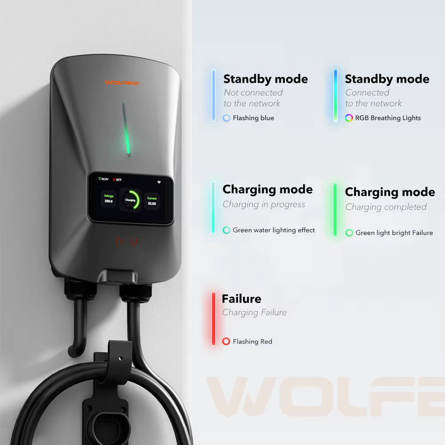 WOLFBOX EV-Ladestation W3 Typ 2 Wallbox mit 7 kW, 32 A, 1 Phase, LCD-Bildschirm, APP-Steuerung und RFID-Karte - Bild 4