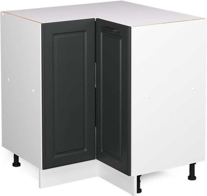 Vicco Eckunterschrank R-line Landhaus Anthrazit und Weiß ohne Arbeitsplatte mit Drehtüren - Bild 1