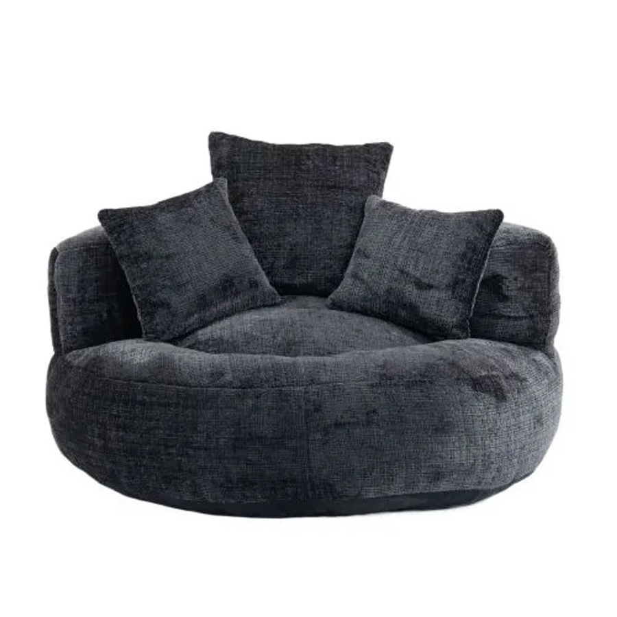 PXloue Sitzsack Gaming Sofa aus Chenille-Stoff in Schwarz für Erwachsene, B/T/H: 150 x 108 x 76 cm - Bild 2