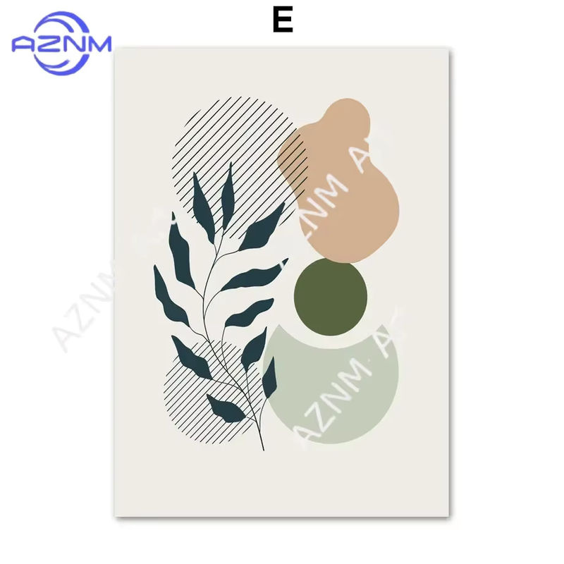 AZNM Boho Wandkunst Leinwanddruck mit abstrakten floralen Linien in Salbeigrün, Nordisches Poster für deine Wohnzimmerdekoration - Bild 2