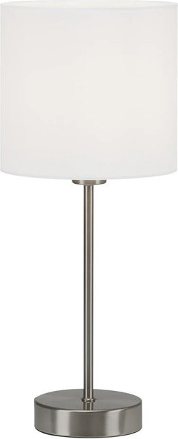 Brilo Tischleuchte Fabric in Weiß mit Stoffschirm, E14 Fassung und Kabelschalter, Höhe: 38,5 cm - Bild 1