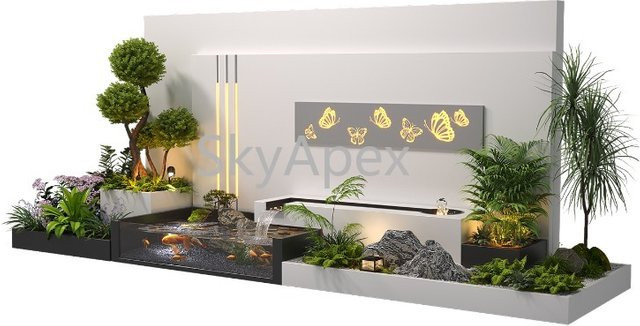 Wasservorhang-Bildschirm aus Edelstahl in Silber für Fischteiche und Blumenpools im Außenbereich - Bild 1