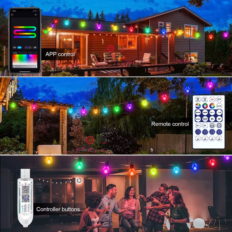 SerRickDon G40 LED Festoon-Lichterkette mit WLAN und Bluetooth, USB-Betrieb, Farbe: Weiß, ideal für Zimmer, Garten und Camping - Bild 5