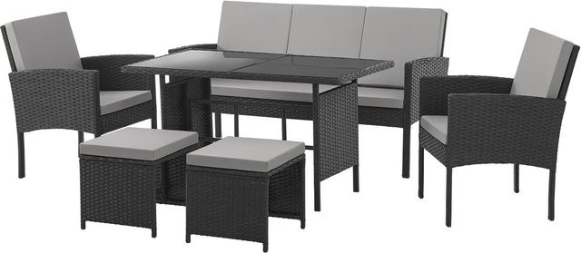 Svita Denver Polyrattan Gartenmöbel Set Essgruppe Lounge in Schwarz - Bild 1