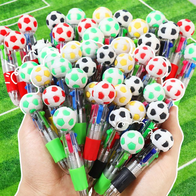 TWBEB 5er Set Fußball 4-in-1 Mehrfarbstifte aus Kunststoff in Multicolor für Schule und Büro - Bild 1