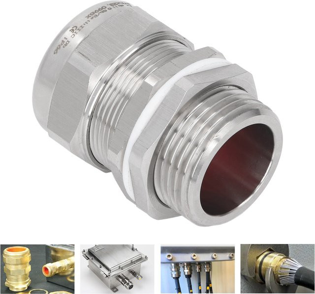 Qiilu Kabelverschraubungsstecker IP66 Wasserdicht aus 304 Edelstahl mit Dual Sealing, G1 M32 NPT 1 Zoll, 1 Stück - Bild 1