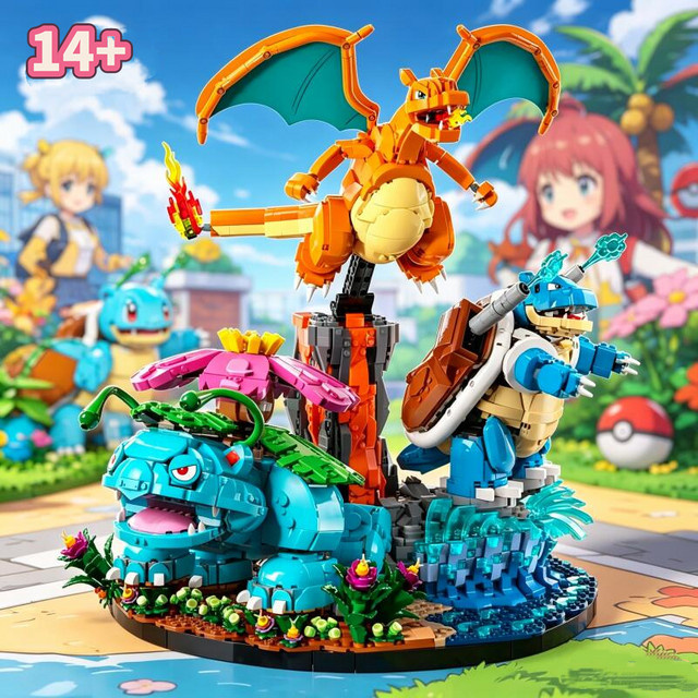 Potdemiel Pokémon Venusaur Charizard Blastoise Bausteine Modell-Spielzeug, 6838 Teile, ab 14 Jahre - Bild 1