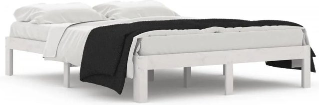 vidaXL Massivholzbett aus Kiefer in Weiß, B/T/H: 140 x 193,5 x 143,5 cm - Bild 1