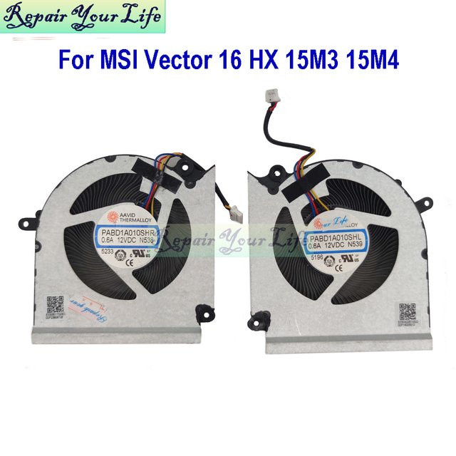MSI Laptop CPU GPU Lüfter N538 N539 für Vector 16 HX AI A13VHG A14VFG A14VGG VHG VIG MS-15M3 15M4 PABD1A010SHR PABD1A010SHL in Schwarz - Bild 1
