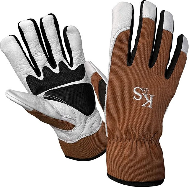 Kent & Stowe Gartenhandschuhe Sure & Fit aus Leder und Spandex in Braun-Weiß, Größe L - Bild 1