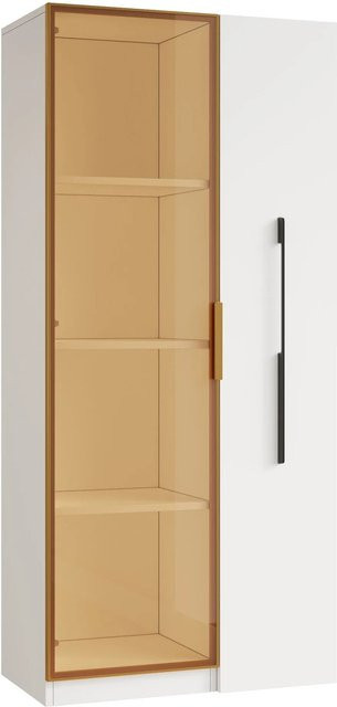 okwish Vitrine mit LED Beleuchtung und Glastüren in Weiß, B/T/H: 70 x 40 x 160 cm - Bild 1